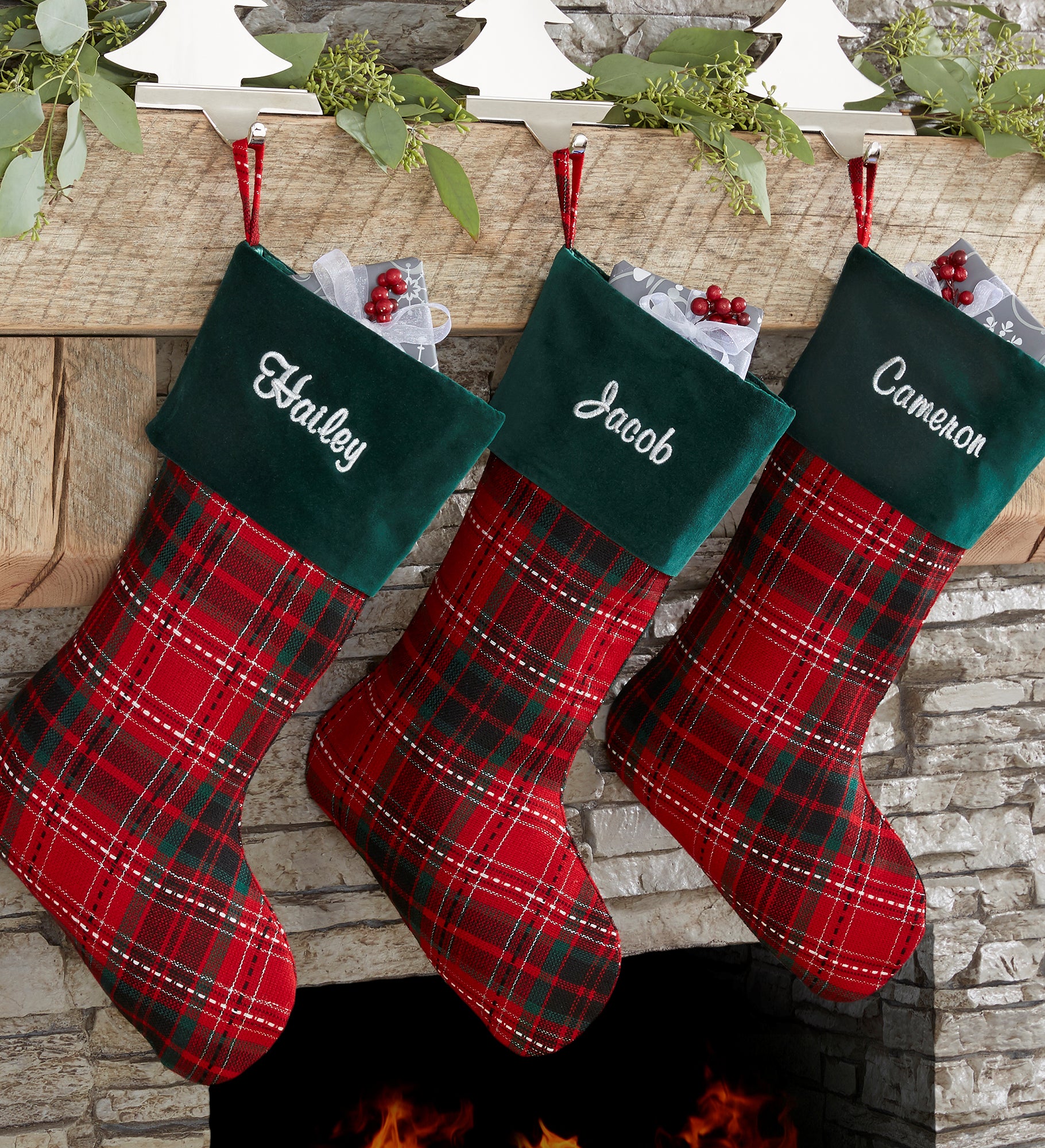 Holiday Plaid Personalized Stockings 